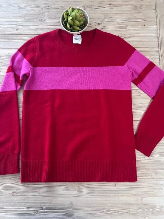 MADELEINE THOMPSON Sweaters - Madeleine Thompson Cashmere Colorblock Sweater Small Red Pink